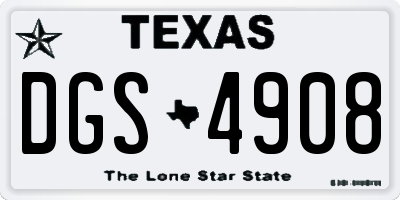 TX license plate DGS4908
