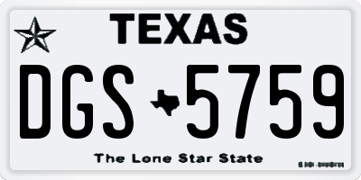 TX license plate DGS5759