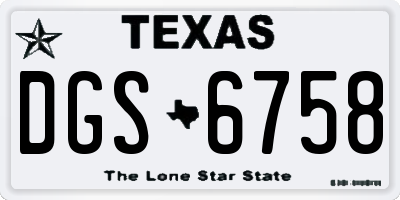 TX license plate DGS6758