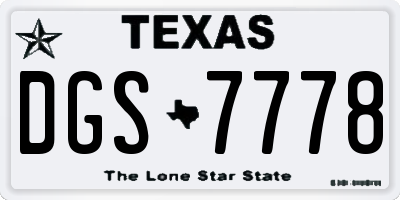TX license plate DGS7778