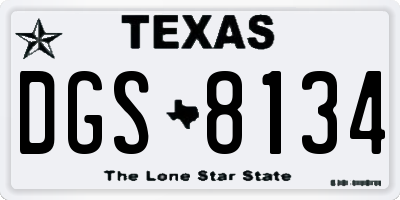 TX license plate DGS8134