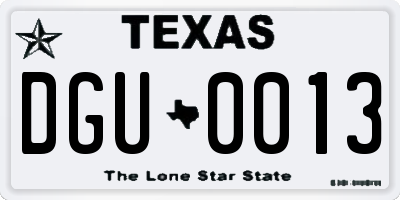 TX license plate DGU0013