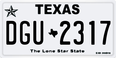 TX license plate DGU2317