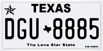 TX license plate DGU8885