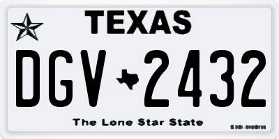 TX license plate DGV2432