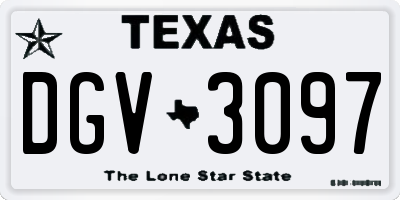 TX license plate DGV3097