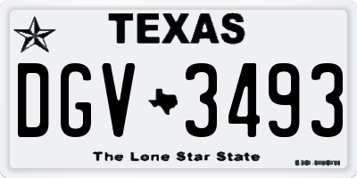 TX license plate DGV3493