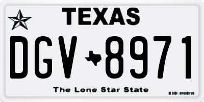 TX license plate DGV8971