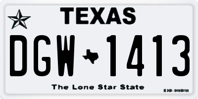 TX license plate DGW1413