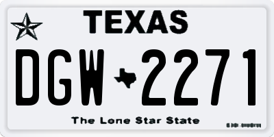 TX license plate DGW2271