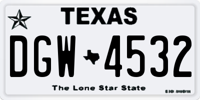 TX license plate DGW4532