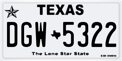 TX license plate DGW5322