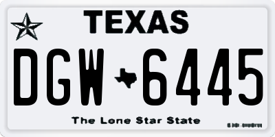 TX license plate DGW6445