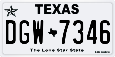 TX license plate DGW7346