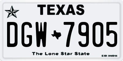TX license plate DGW7905