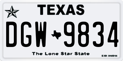 TX license plate DGW9834