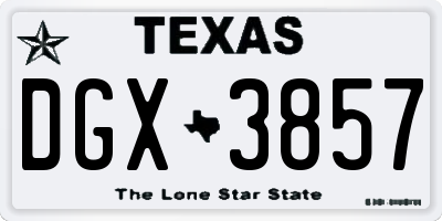 TX license plate DGX3857