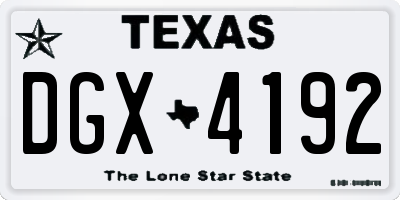 TX license plate DGX4192
