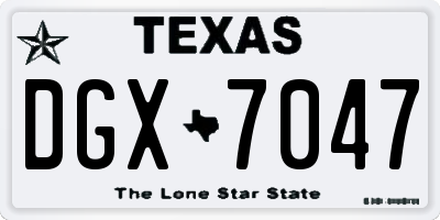TX license plate DGX7047