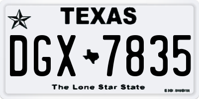 TX license plate DGX7835