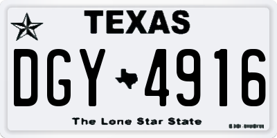 TX license plate DGY4916