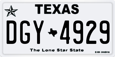 TX license plate DGY4929