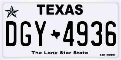 TX license plate DGY4936