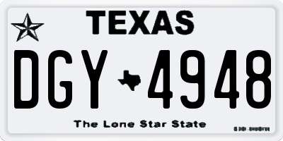 TX license plate DGY4948