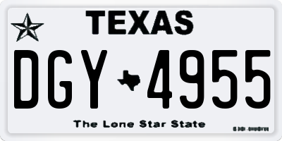 TX license plate DGY4955