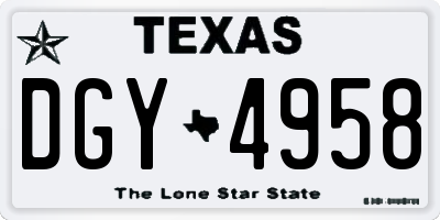 TX license plate DGY4958