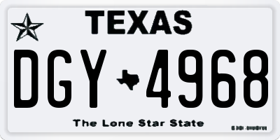 TX license plate DGY4968