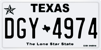 TX license plate DGY4974