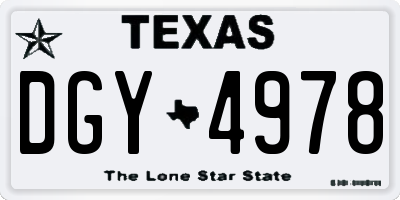 TX license plate DGY4978