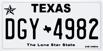 TX license plate DGY4982