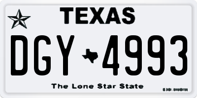 TX license plate DGY4993