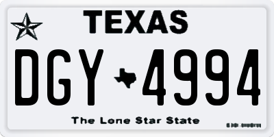 TX license plate DGY4994