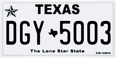 TX license plate DGY5003