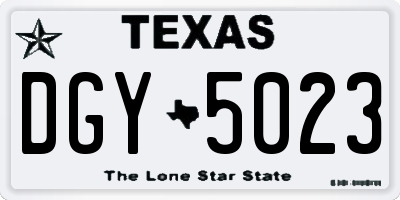 TX license plate DGY5023