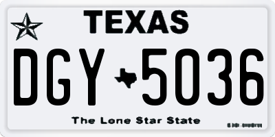 TX license plate DGY5036
