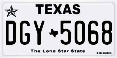 TX license plate DGY5068
