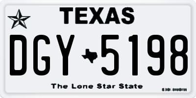 TX license plate DGY5198
