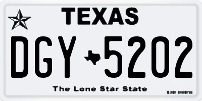 TX license plate DGY5202