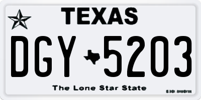 TX license plate DGY5203