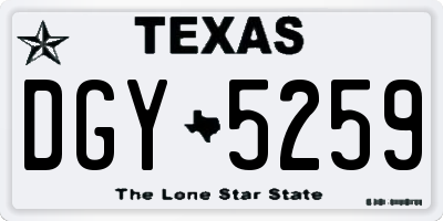 TX license plate DGY5259