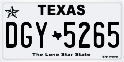 TX license plate DGY5265