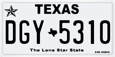 TX license plate DGY5310
