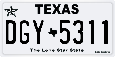 TX license plate DGY5311