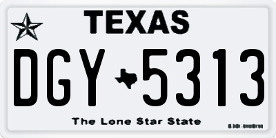 TX license plate DGY5313