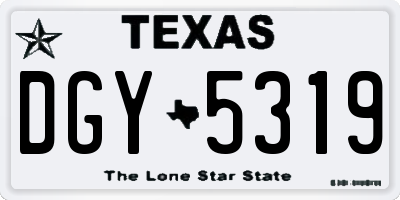 TX license plate DGY5319