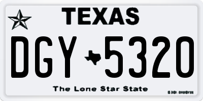 TX license plate DGY5320